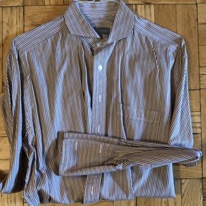 Hickey Freeman like new men’s dress shirt with spread collar and French cuffs